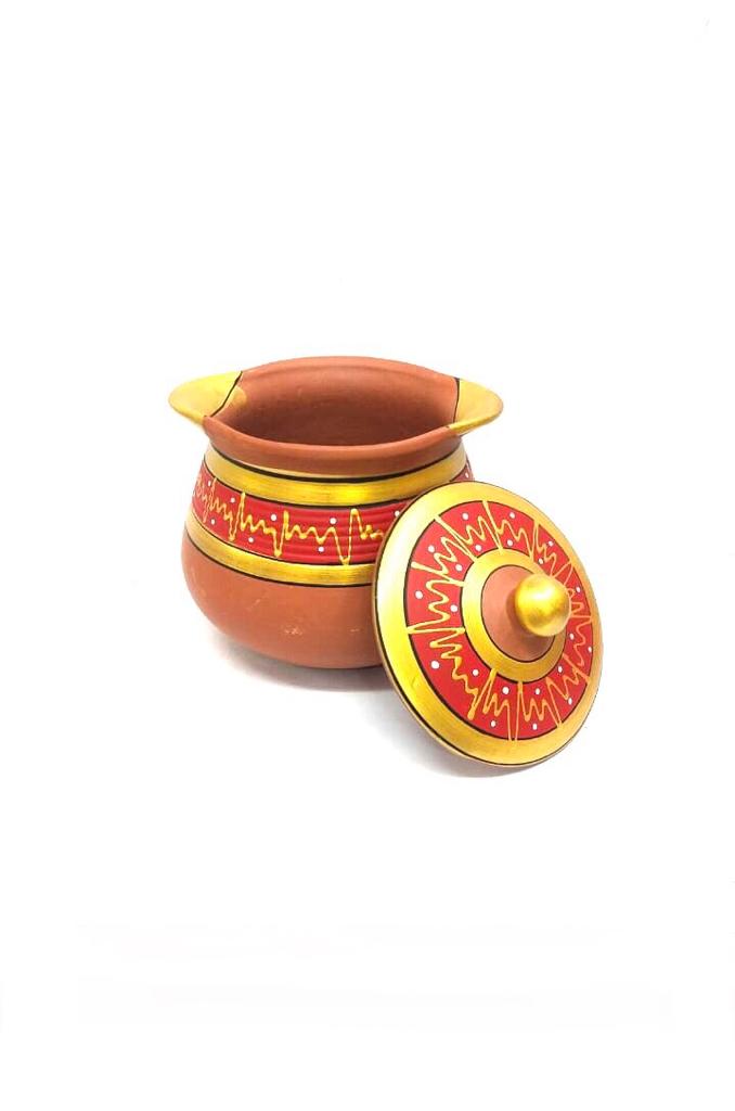 Line Handi Earthenware Pots Hand Painted Prepare Aromatic Dishes From Tamrapatra