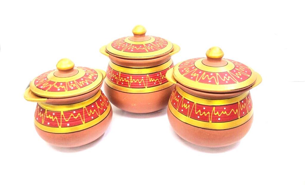 Line Handi Earthenware Pots Hand Painted Prepare Aromatic Dishes From Tamrapatra