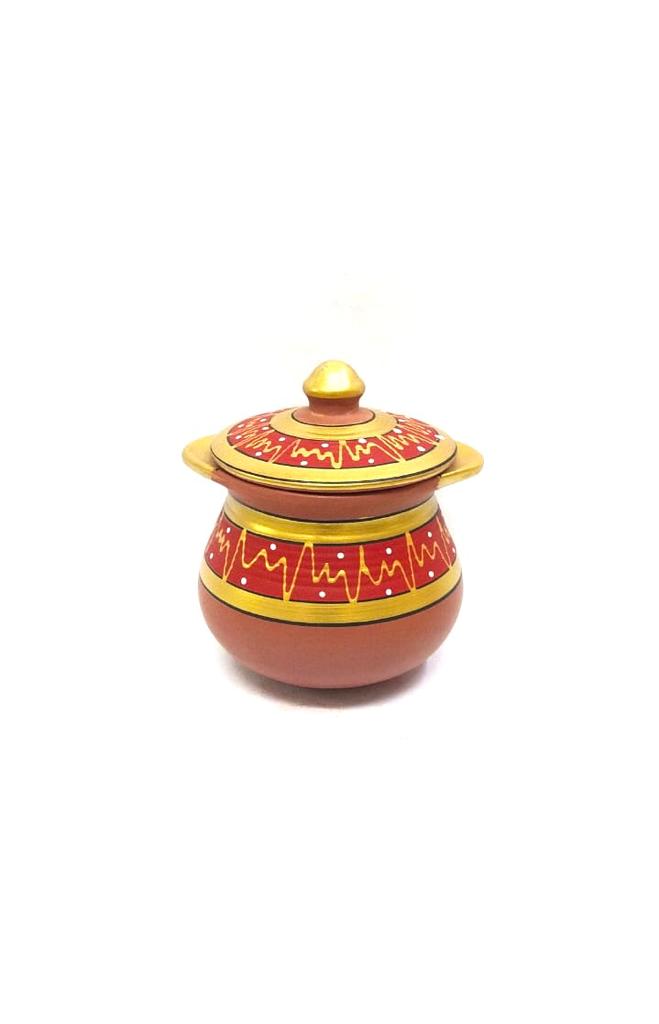 Line Handi Earthenware Pots Hand Painted Prepare Aromatic Dishes From Tamrapatra