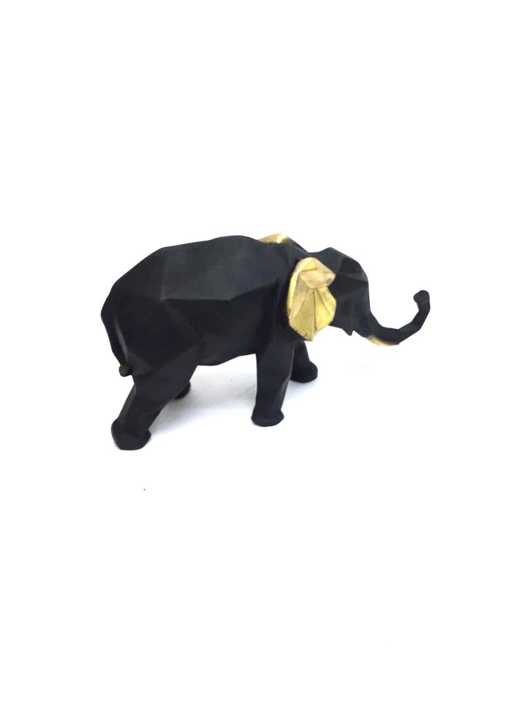 Geometrical Elephant Black & Golden Theme Animal Set Of 2/3 At Tamrapatra