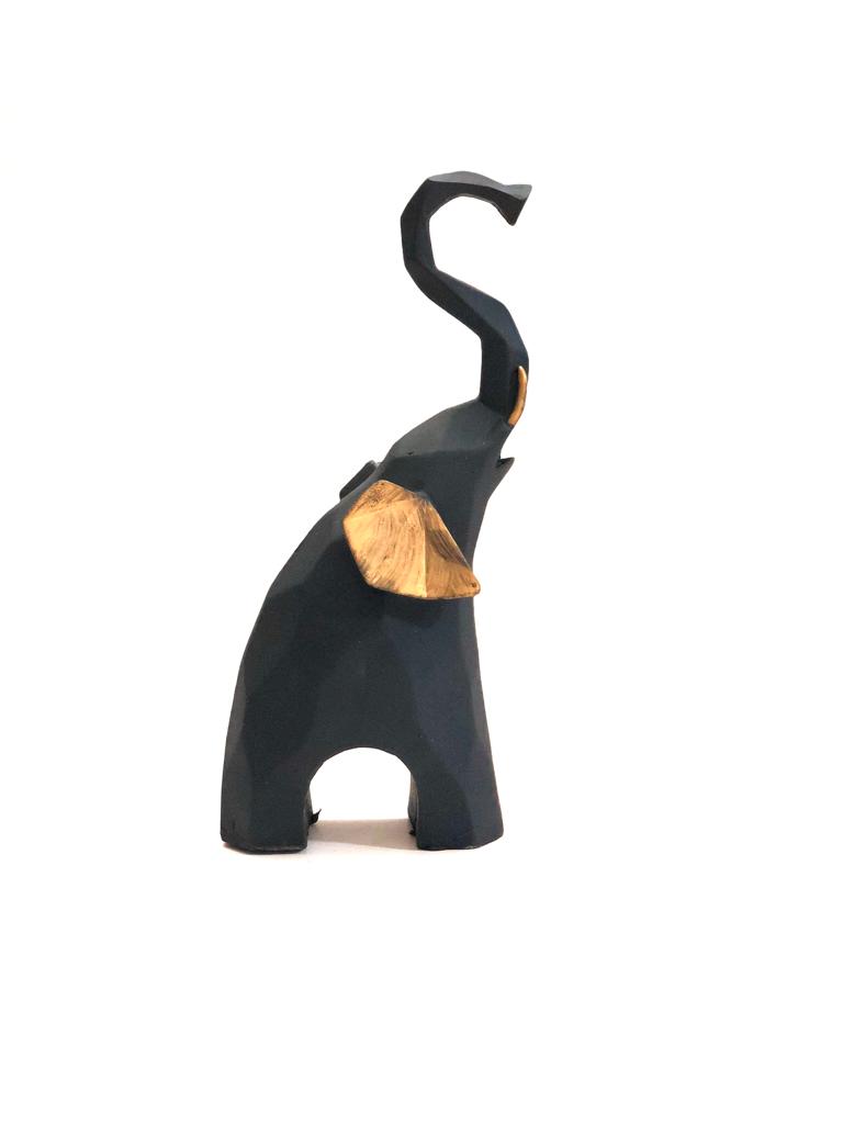 Geometrical Elephant Black & Golden Theme Animal Set Of 2/3 At Tamrapatra