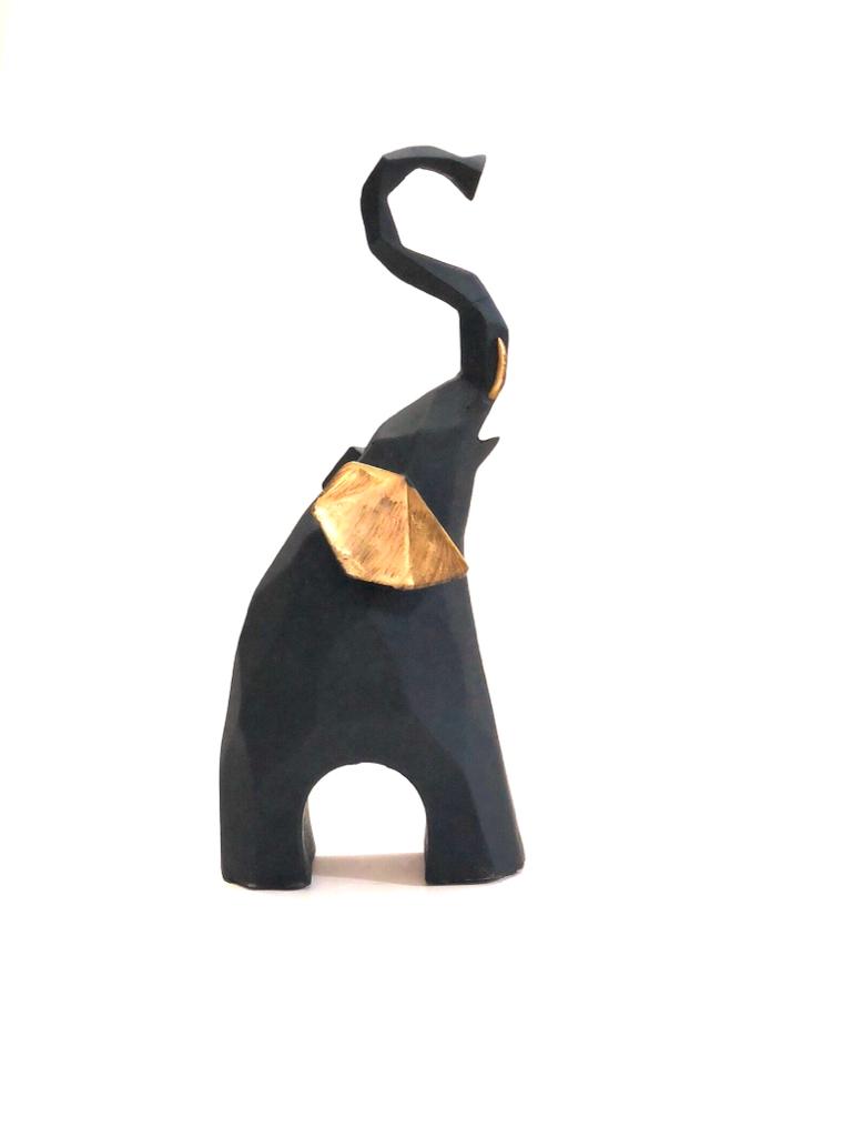 Geometrical Elephant Black & Golden Theme Animal Set Of 2/3 At Tamrapatra