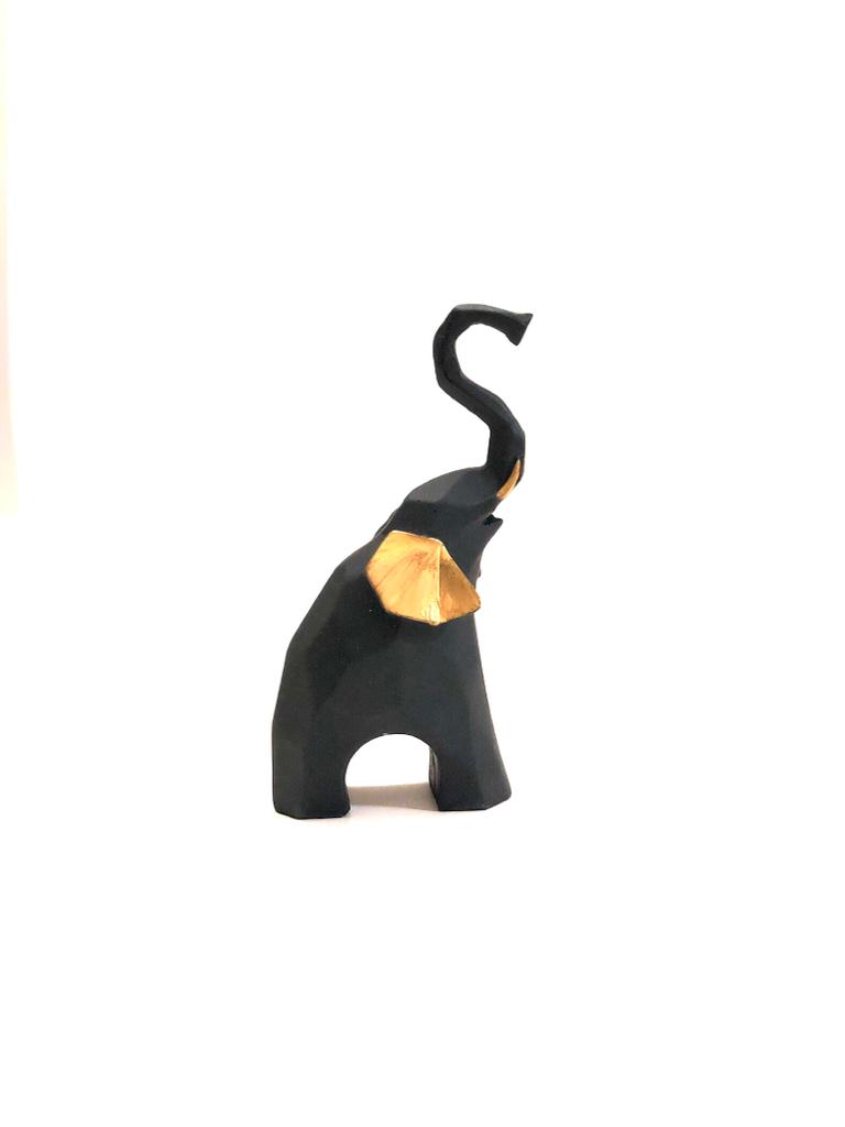 Geometrical Elephant Black & Golden Theme Animal Set Of 2/3 At Tamrapatra