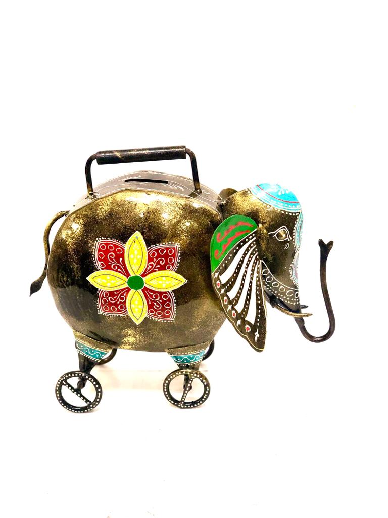 Elephant Coin Holder Metal On Wheels Limited Edition Collectible Tamrapatra