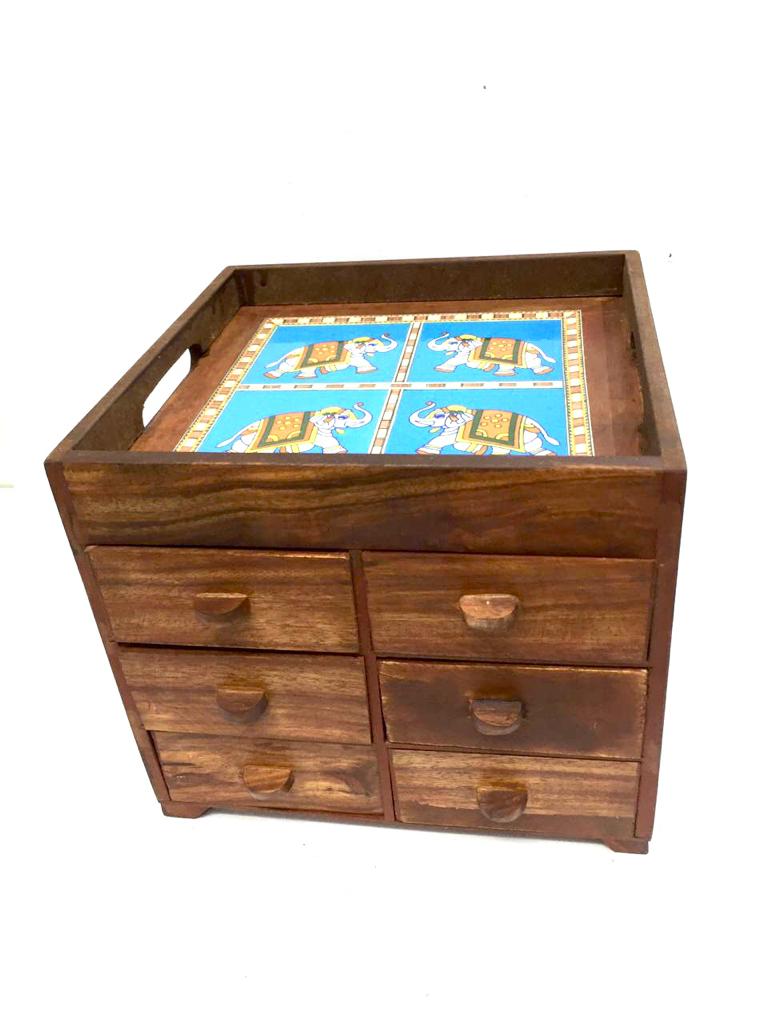 Wooden Try Platters Serving For Dinning Table With Storage From Tamrapatra