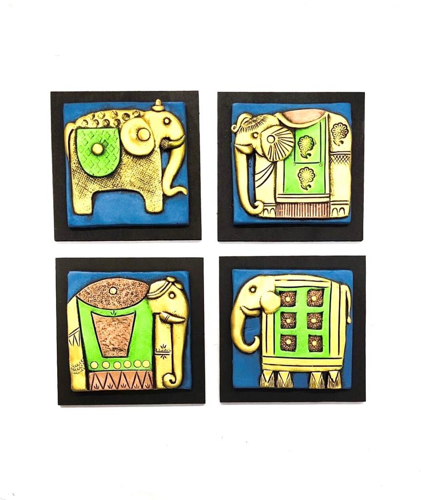Outstanding Home Wall Decoration Elephant in Various Designs Set Of 4 By Tamrapatra