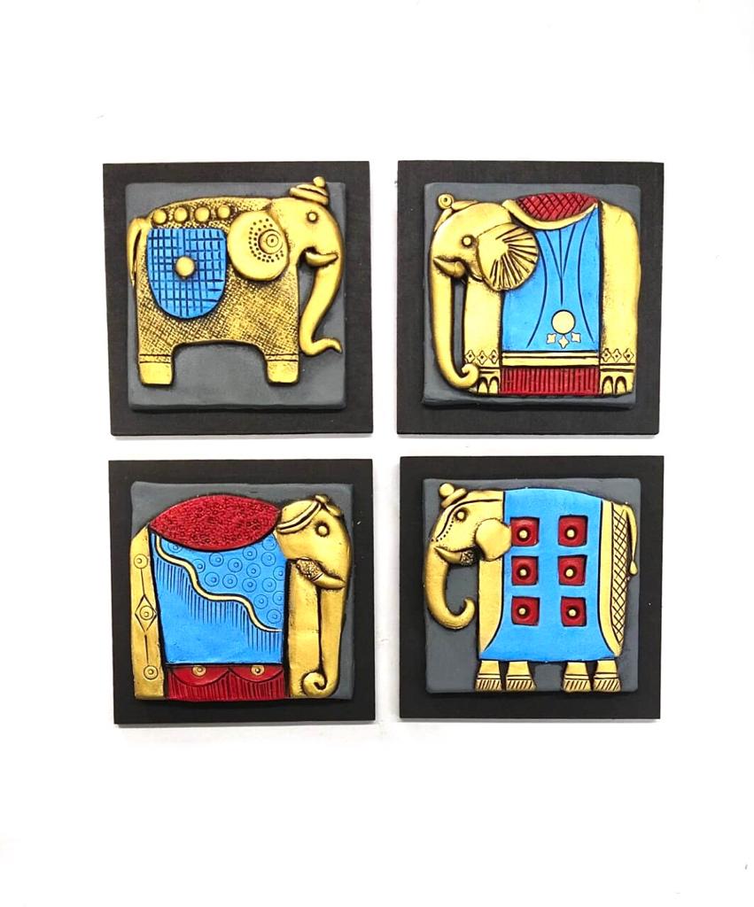 Extraordinary Elephant Terracotta Creations With Red & Blue Shades Tamrapatra