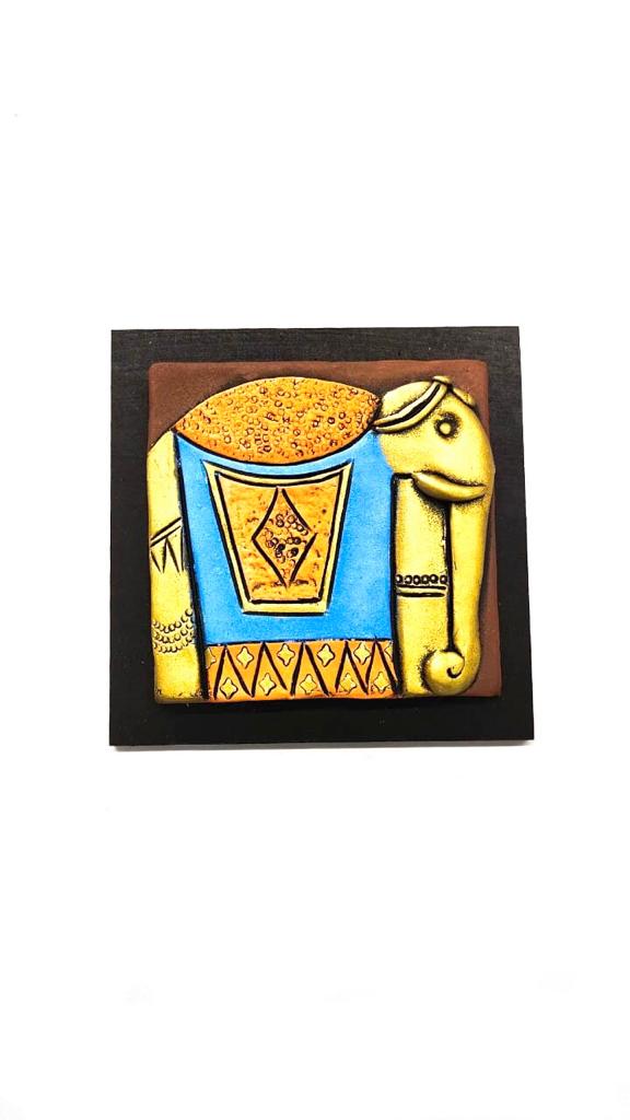 Elephant Wall Hangings With Designer Indian Attire Terracotta Art By Tamrapatra