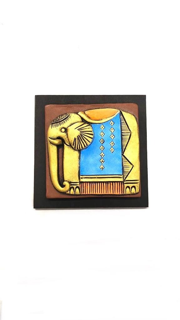 Elephant Wall Hangings With Designer Indian Attire Terracotta Art By Tamrapatra