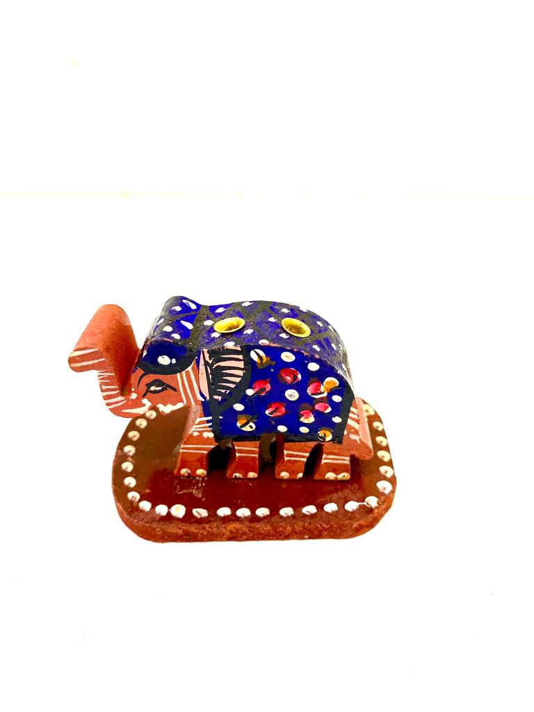 Elephant Incense Stick Holder Wooden Hand Painted Gifting Art By Tamrapatra