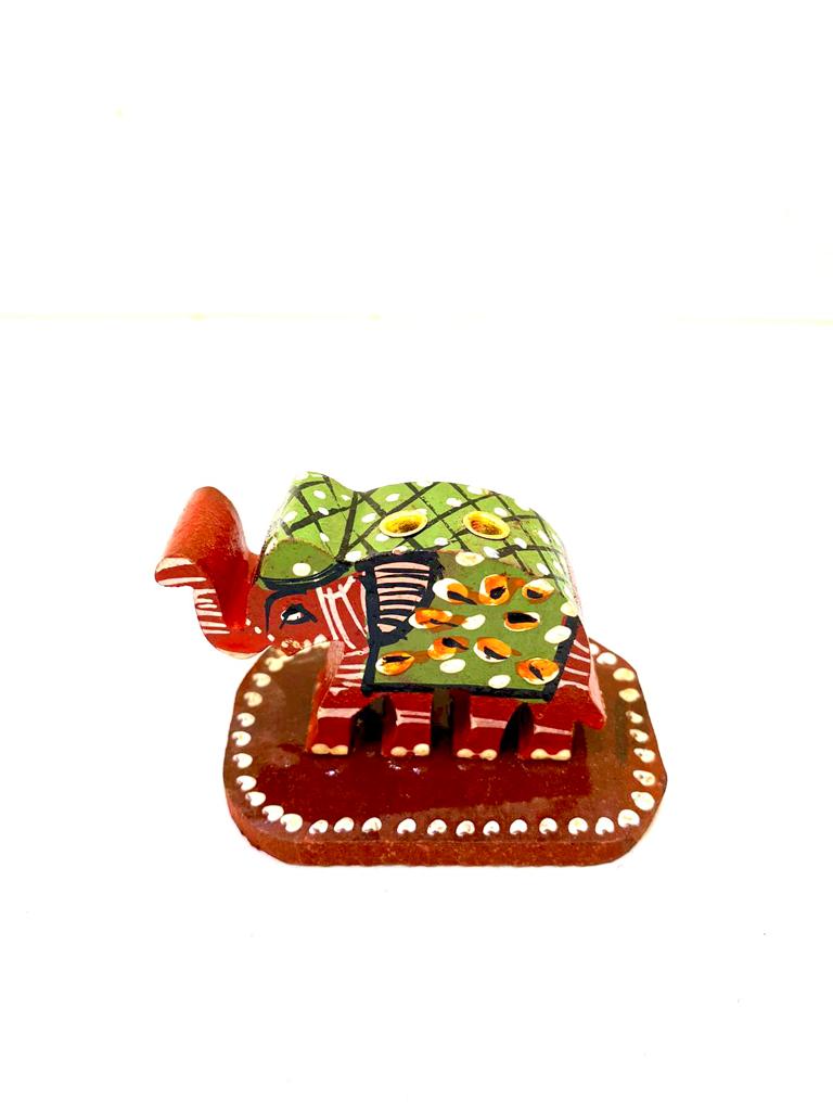 Elephant Incense Stick Holder Wooden Hand Painted Gifting Art By Tamrapatra