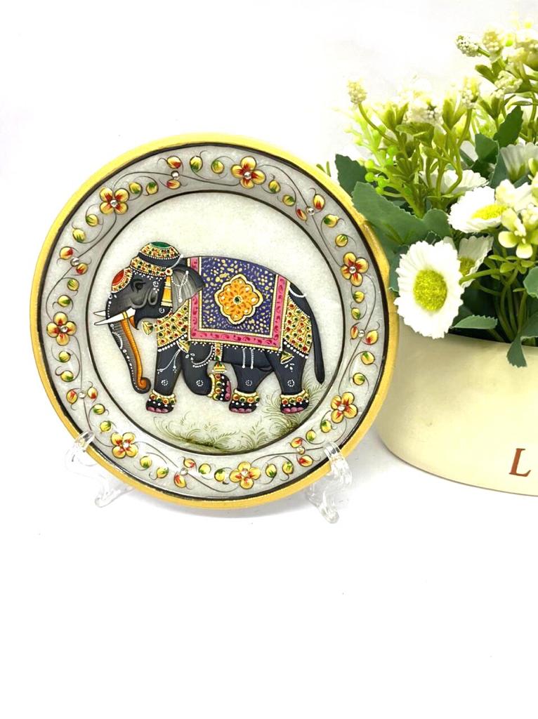 Marble Plates Exclusive Hand Painted In Beautiful Velvet Box From Tamrapatra