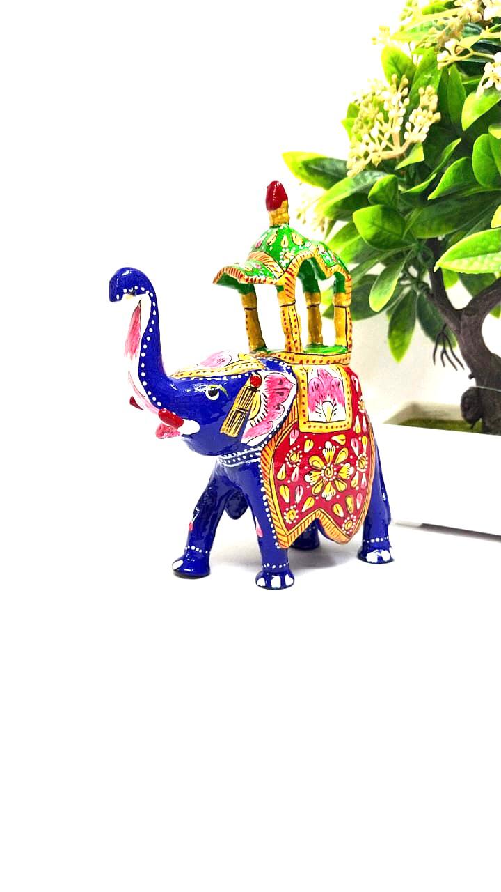 Big Meena Enamel Art Elephant Handcrafted Souvenir Maharaja Style By Tamrapatra