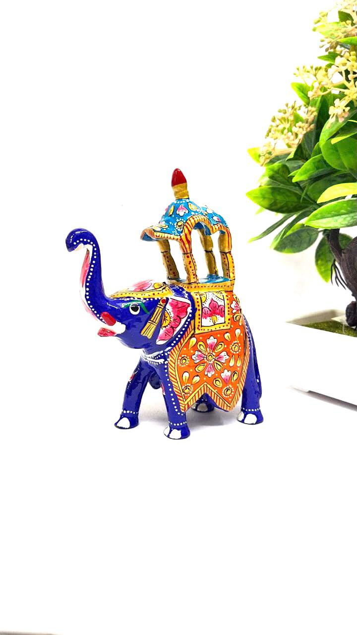 Big Meena Enamel Art Elephant Handcrafted Souvenir Maharaja Style By Tamrapatra