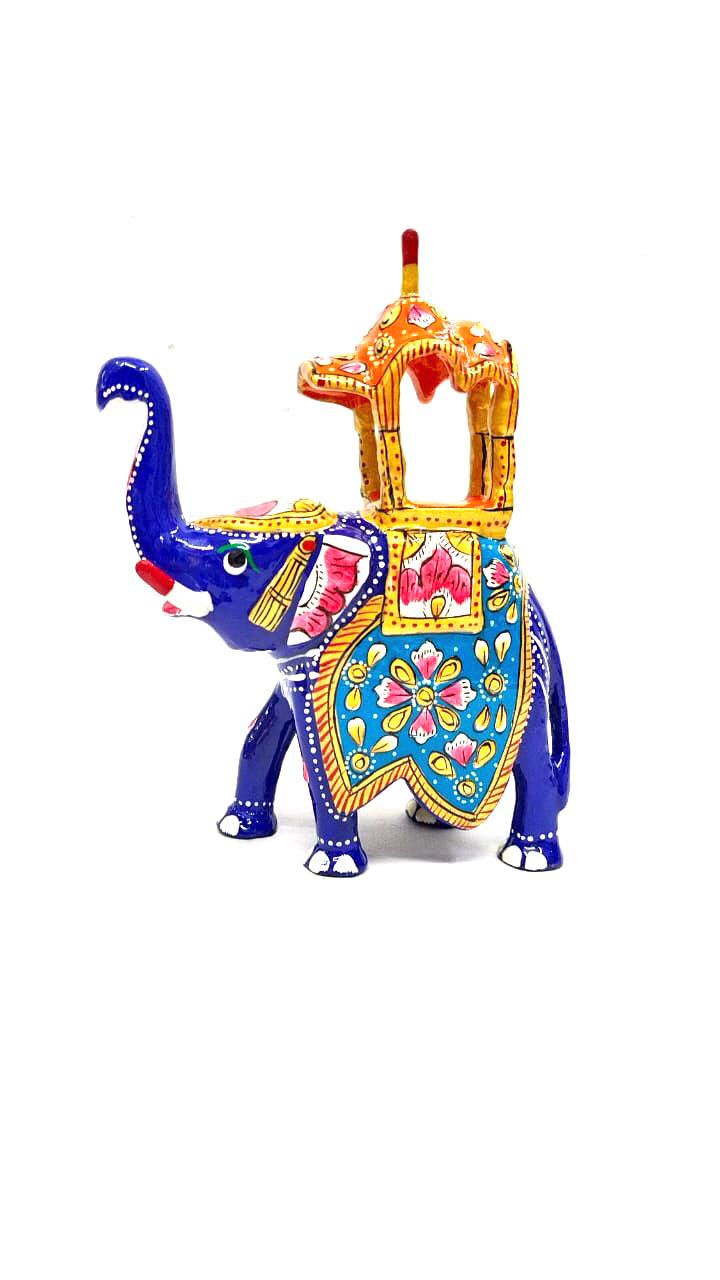 Big Meena Enamel Art Elephant Handcrafted Souvenir Maharaja Style By Tamrapatra