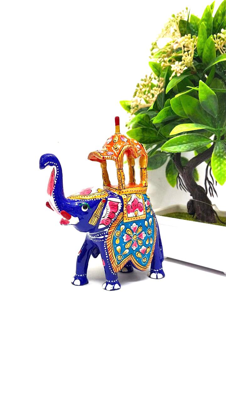 Big Meena Enamel Art Elephant Handcrafted Souvenir Maharaja Style By Tamrapatra