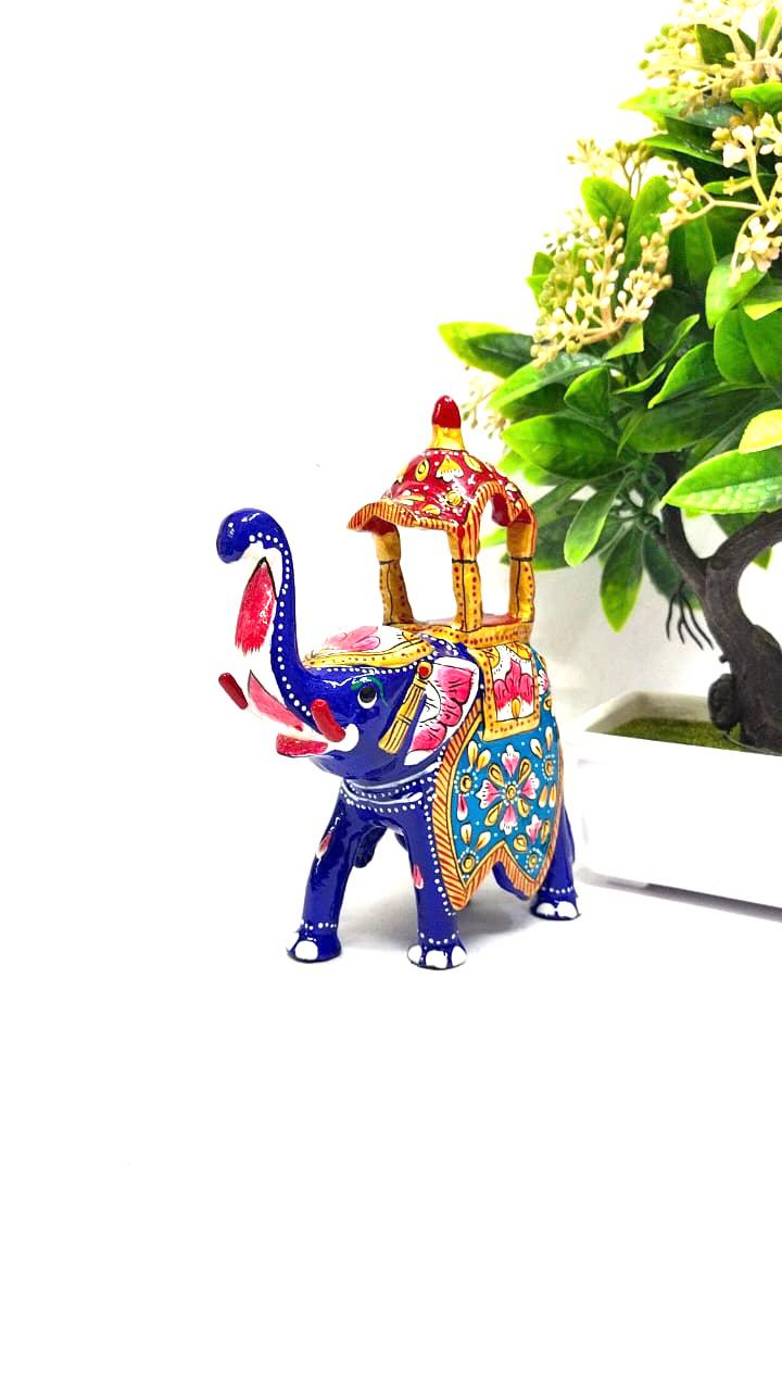 Big Meena Enamel Art Elephant Handcrafted Souvenir Maharaja Style By Tamrapatra