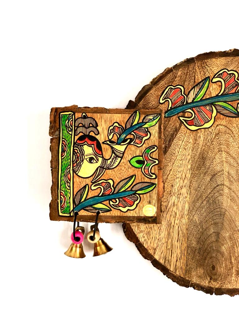 Round Design Elephant Painted Attractive Name Plate With 2 Bells By Tamrapatra