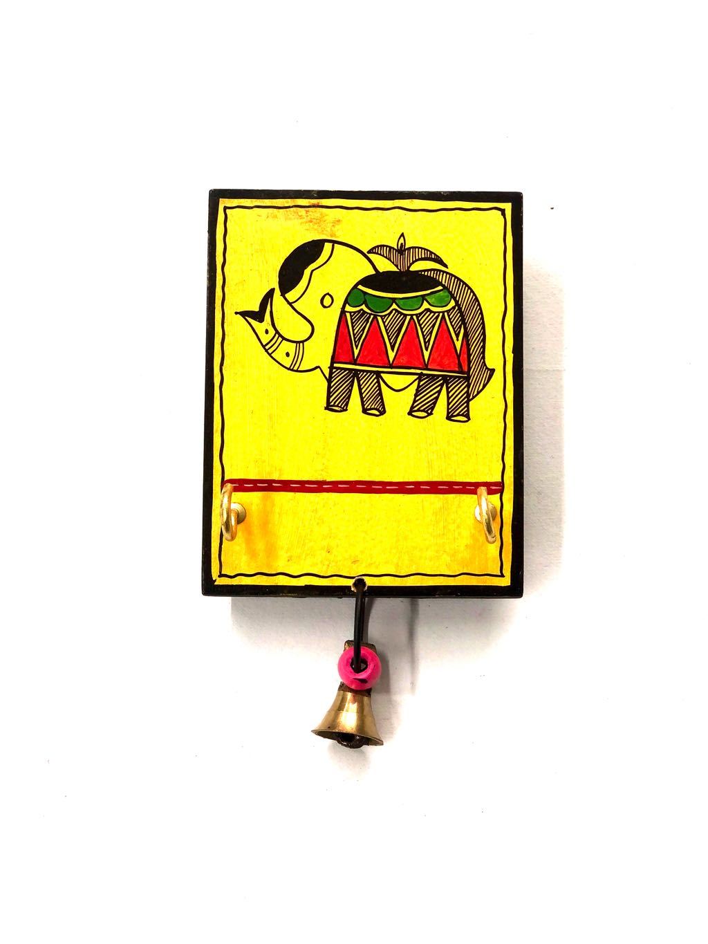 Elephant Painting On Wood Single Bell Key Holder Best Gifts By Tamrapatra