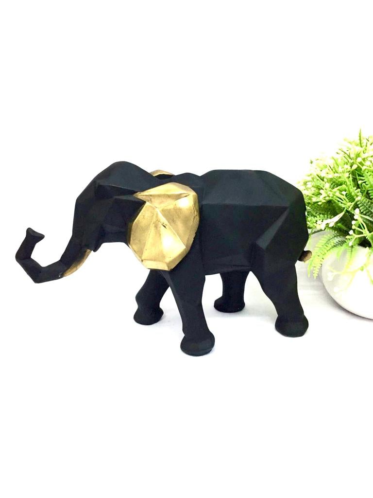 Geometrical Elephant Black & Golden Theme Animal Set Of 2/3 At Tamrapatra