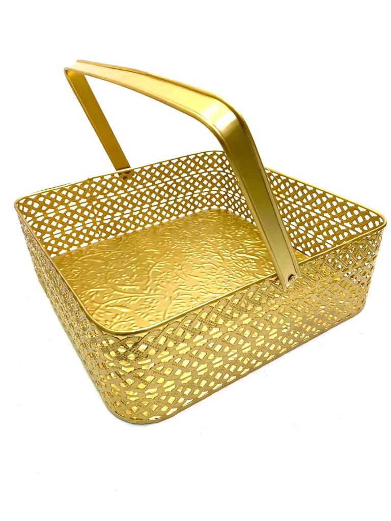 Embossed Carving Trays Metal Collection Basket In Various Sizes By Tamrapatra