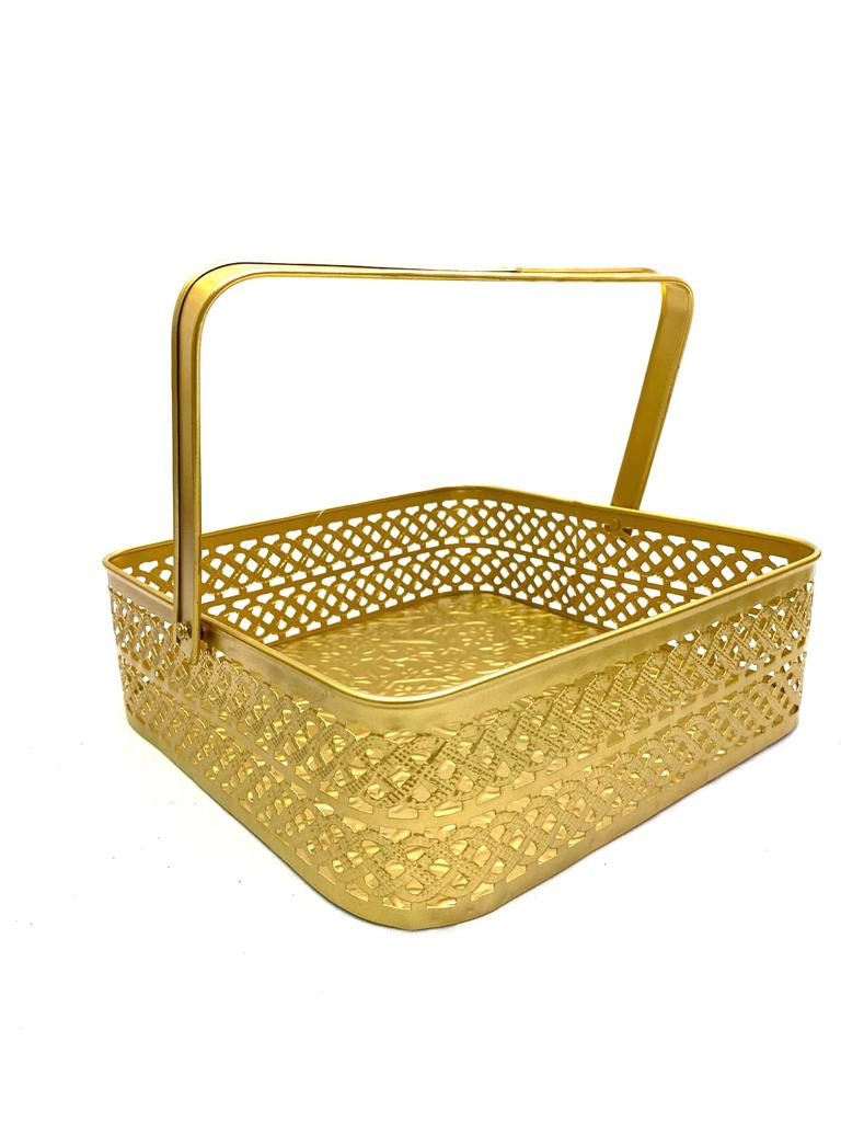Embossed Carving Trays Metal Collection Basket In Various Sizes By Tamrapatra