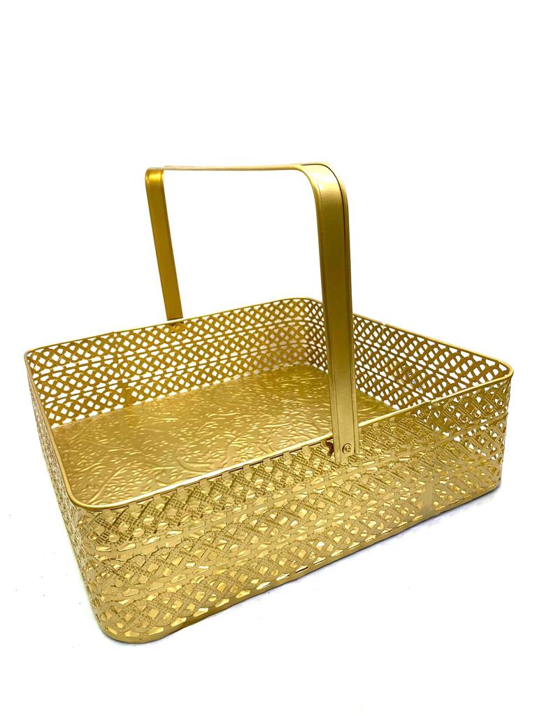 Embossed Carving Trays Metal Collection Basket In Various Sizes By Tamrapatra