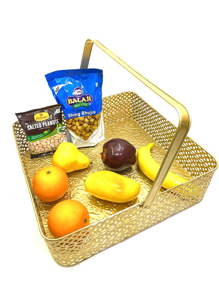 Embossed Carving Trays Metal Collection Basket In Various Sizes By Tamrapatra