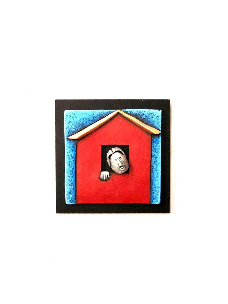 Sweet Little Peeping Face From Windows House Theme Exclusive Set Of 4 Tamrapatra