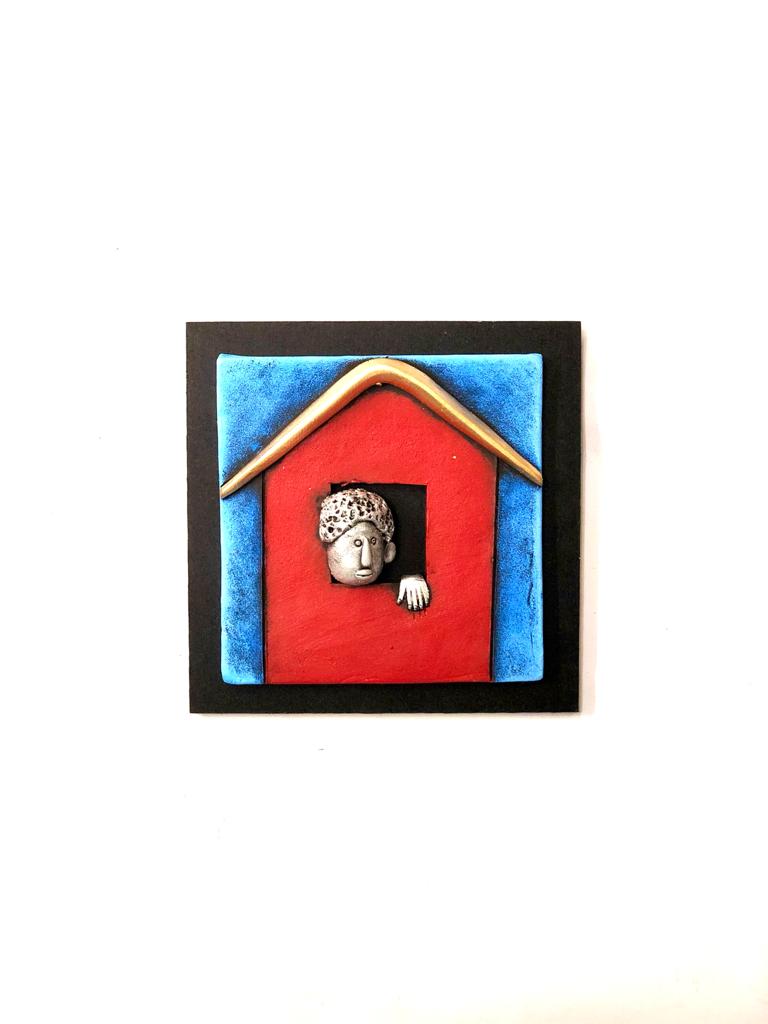 Sweet Little Peeping Face From Windows House Theme Exclusive Set Of 4 Tamrapatra