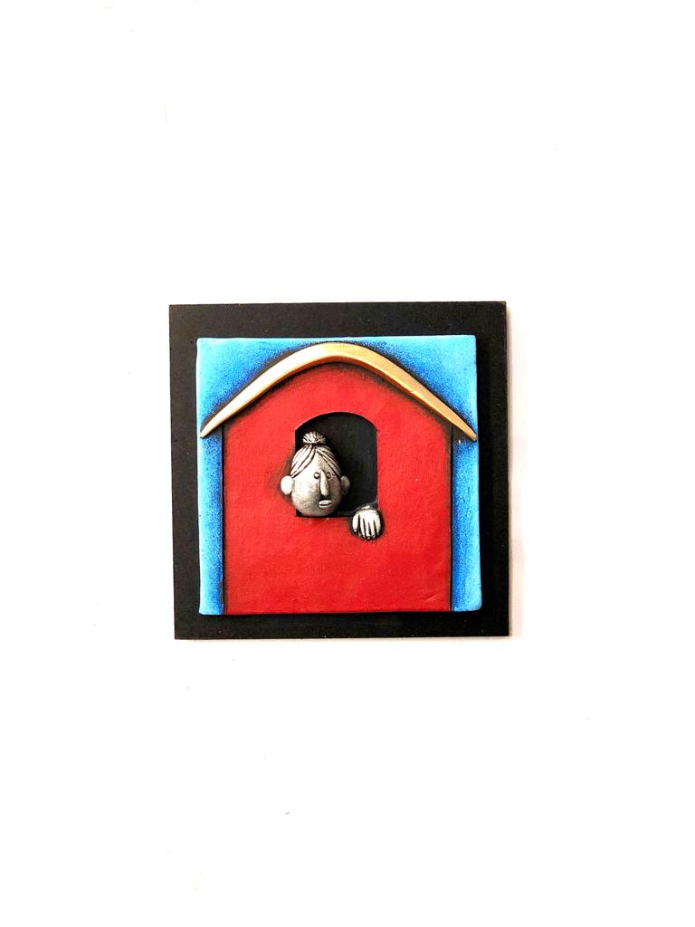 Sweet Little Peeping Face From Windows House Theme Exclusive Set Of 4 Tamrapatra