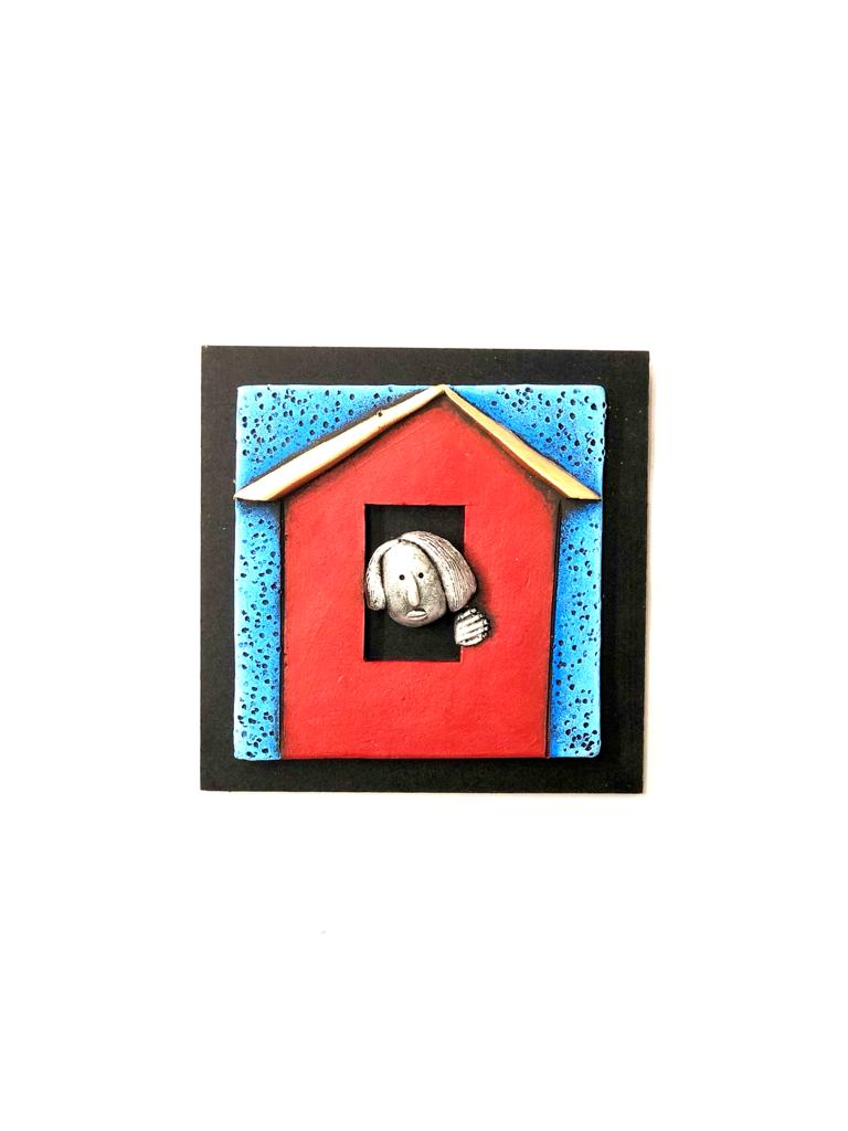 Sweet Little Peeping Face From Windows House Theme Exclusive Set Of 4 Tamrapatra