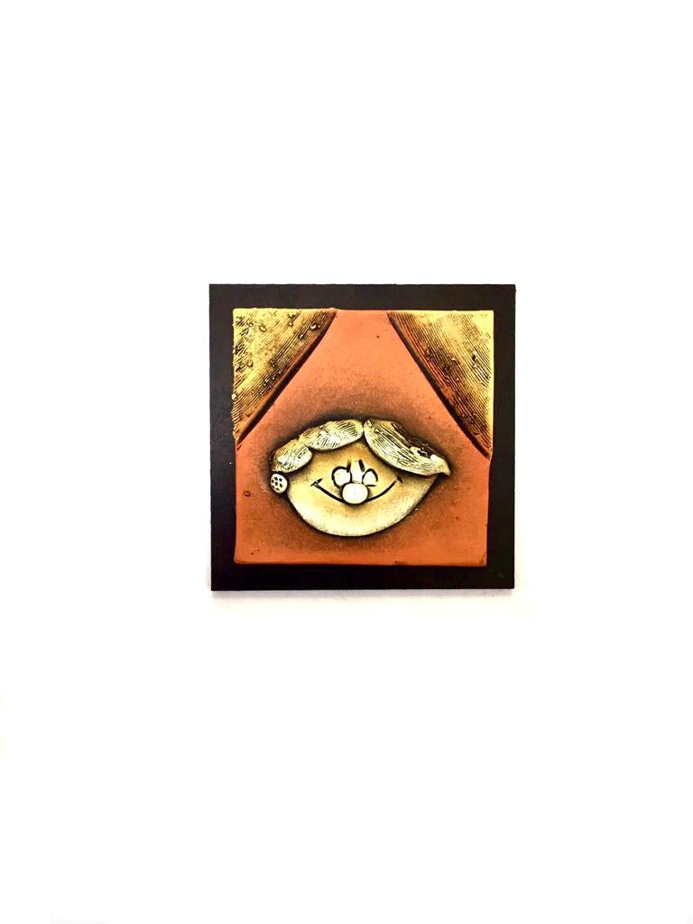 The Human Faces Sculpture In Tangerine Orange Unique Set Of 5 Tamrapatra