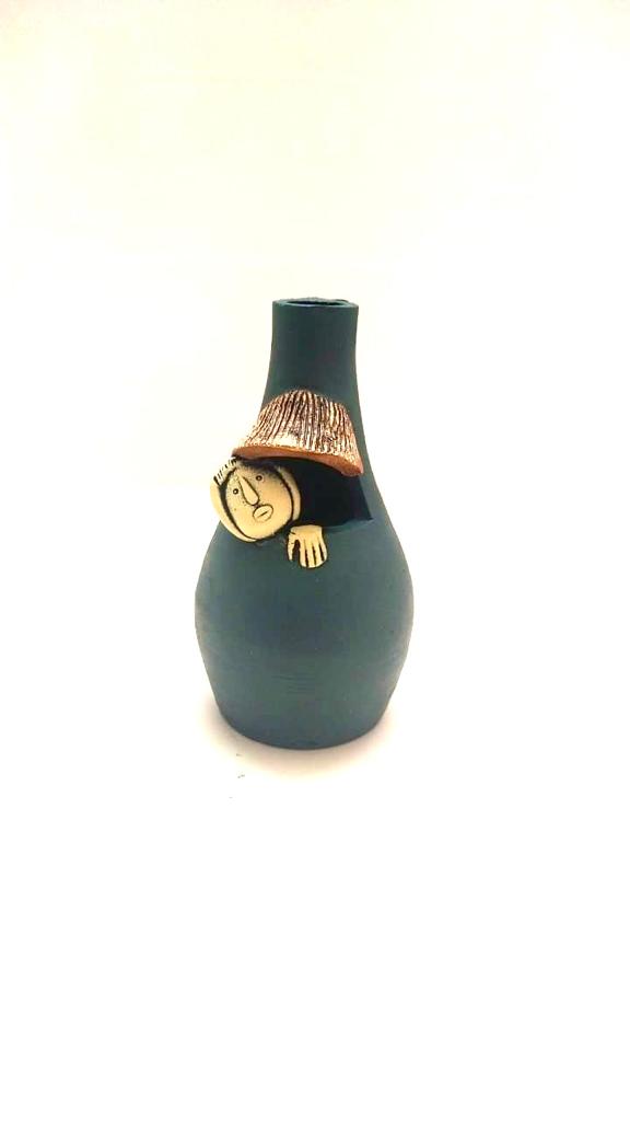 Female Peeping Face Pot Unique Pottery Studio Various Shades By Tamrapatra - Tamrapatra