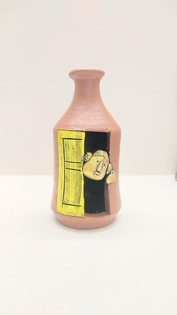 Female Peeping Face Pot Unique Pottery Studio Various Shades By Tamrapatra - Tamrapatra