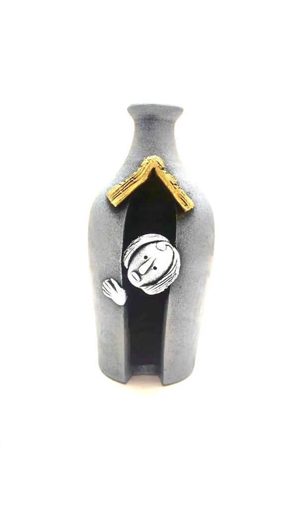 Female Peeping Face Pot Unique Pottery Studio Various Shades By Tamrapatra - Tamrapatra