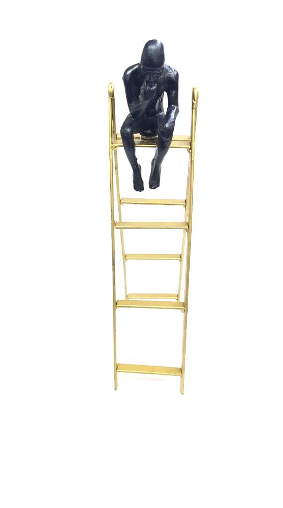 Man Sitting On Stairs Set Of 2 Modern Art Collection Showpiece From Tamrapatra