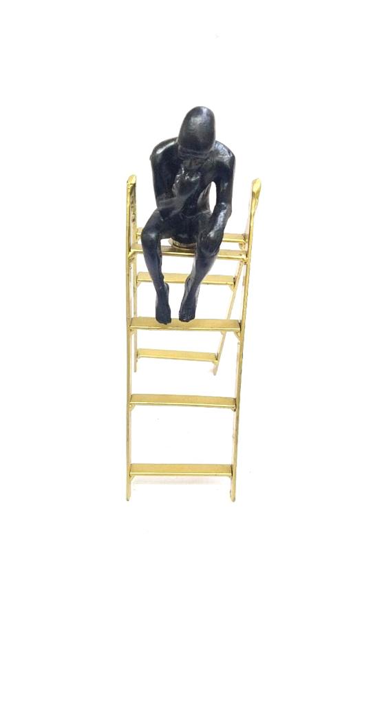 Man Sitting On Stairs Set Of 2 Modern Art Collection Showpiece From Tamrapatra