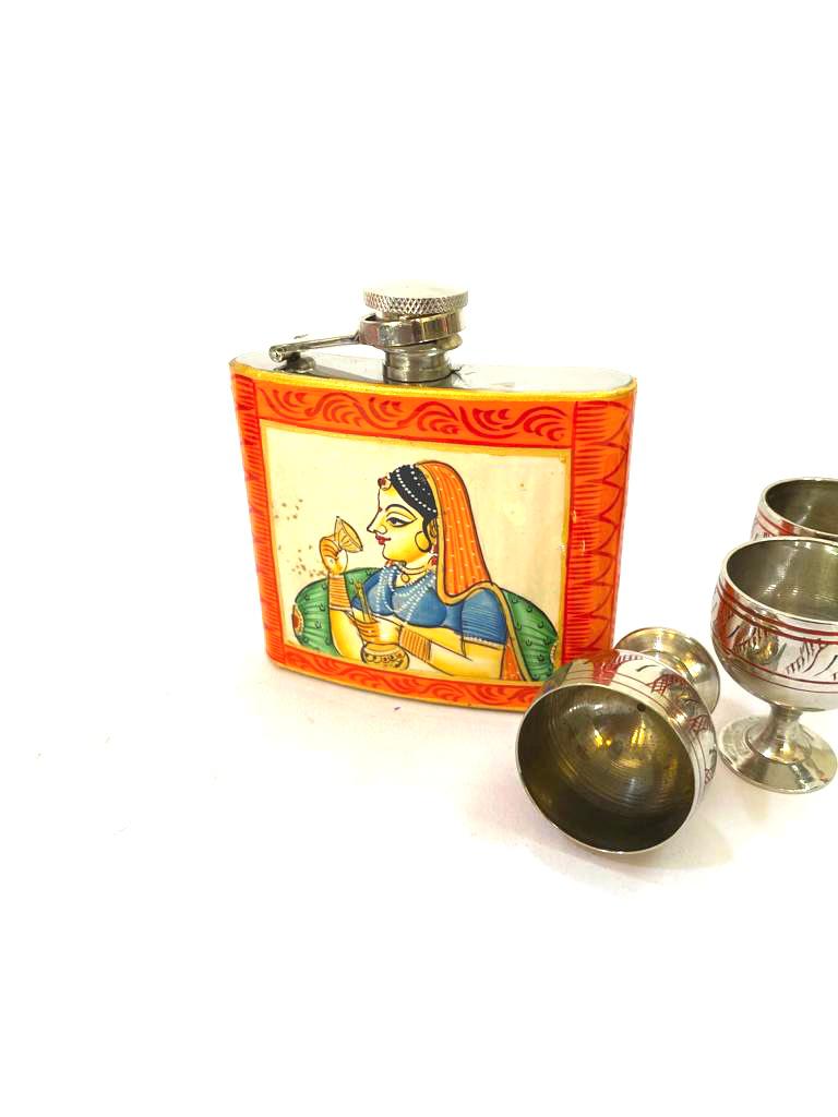 Wine Flask In Royal Hand Painting Indian Heritage Souvenir Gifts By Tamrapatra