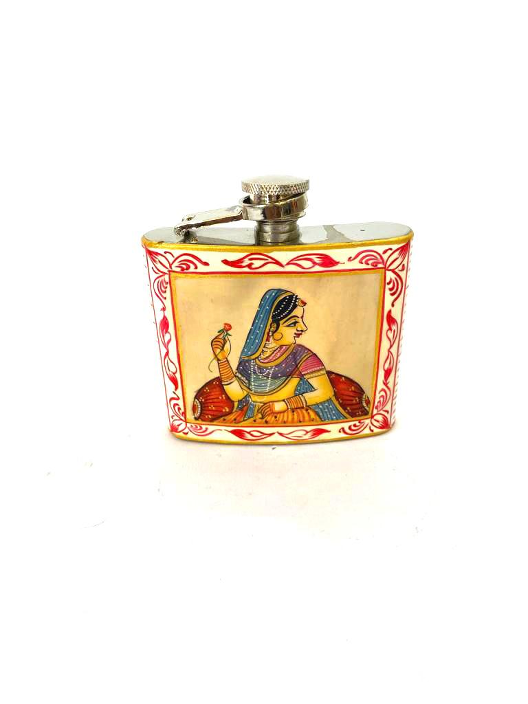 Wine Flask In Royal Hand Painting Indian Heritage Souvenir Gifts By Tamrapatra