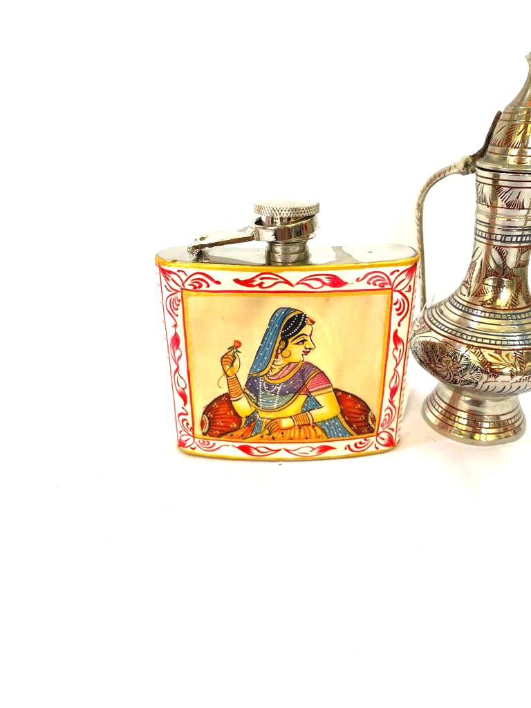Wine Flask In Royal Hand Painting Indian Heritage Souvenir Gifts By Tamrapatra