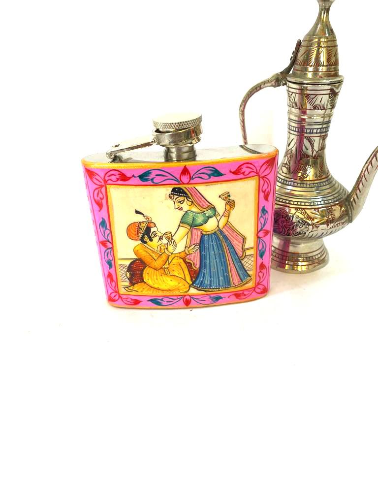 Wine Flask In Royal Hand Painting Indian Heritage Souvenir Gifts By Tamrapatra