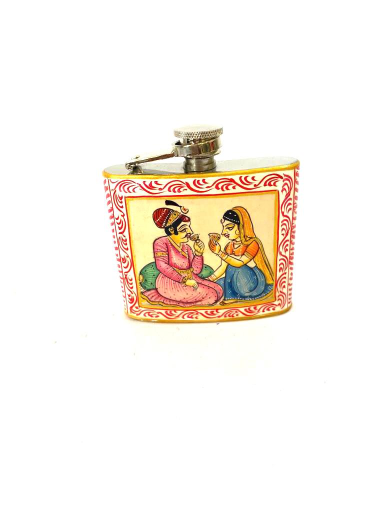 Wine Flask In Royal Hand Painting Indian Heritage Souvenir Gifts By Tamrapatra