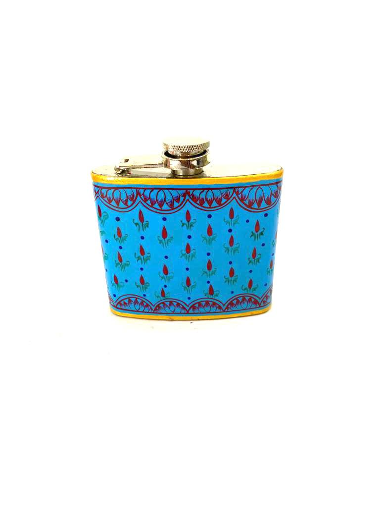 Stainless Steel Hip Flask Creatively Painted With Indian Theme By Tamrapatra