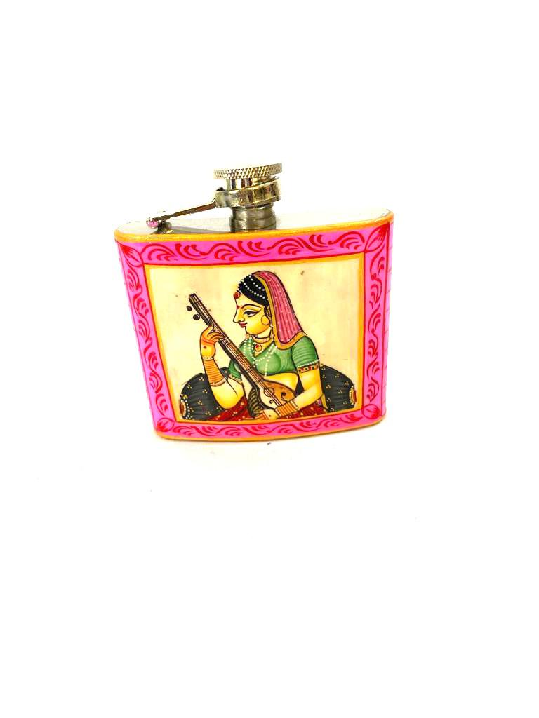 Wine Flask In Royal Hand Painting Indian Heritage Souvenir Gifts By Tamrapatra