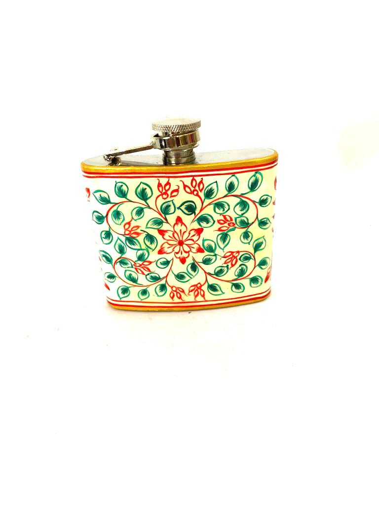 Stainless Steel Hip Flask Creatively Painted With Indian Theme By Tamrapatra