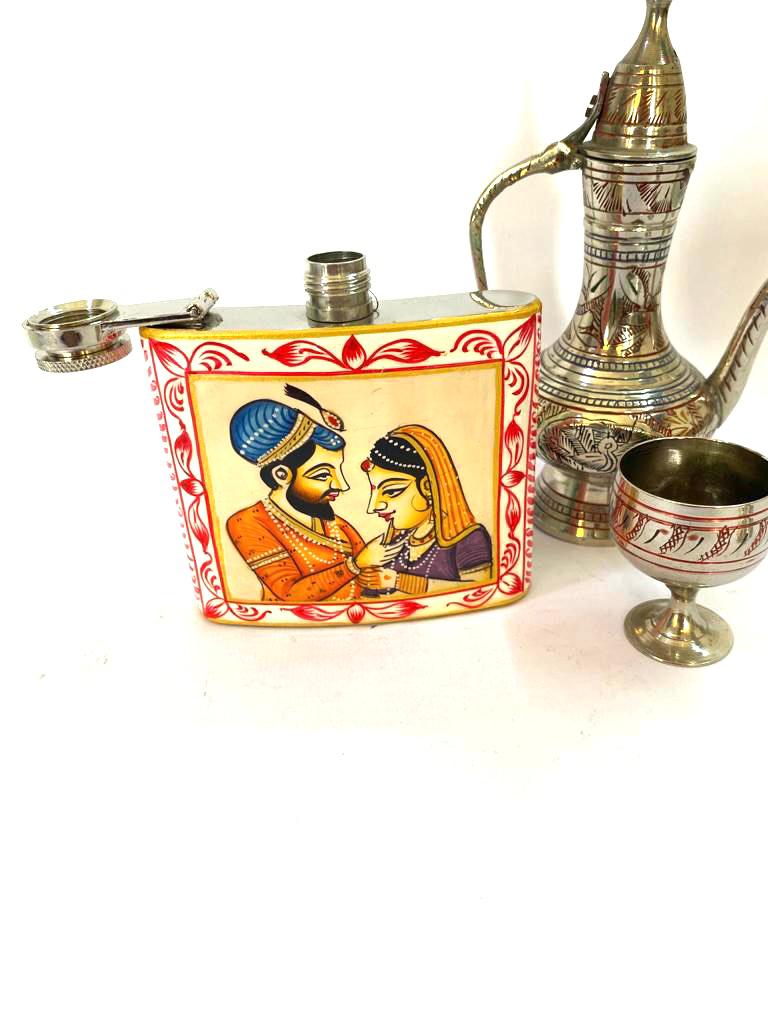 Wine Flask In Royal Hand Painting Indian Heritage Souvenir Gifts By Tamrapatra