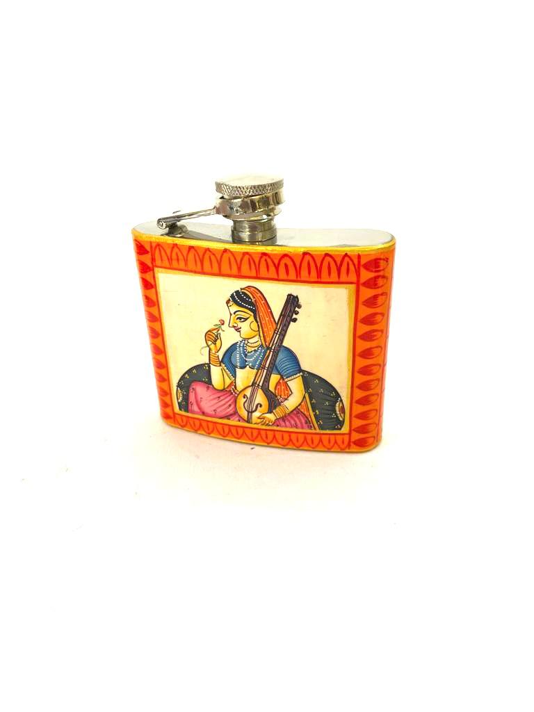 Wine Flask In Royal Hand Painting Indian Heritage Souvenir Gifts By Tamrapatra