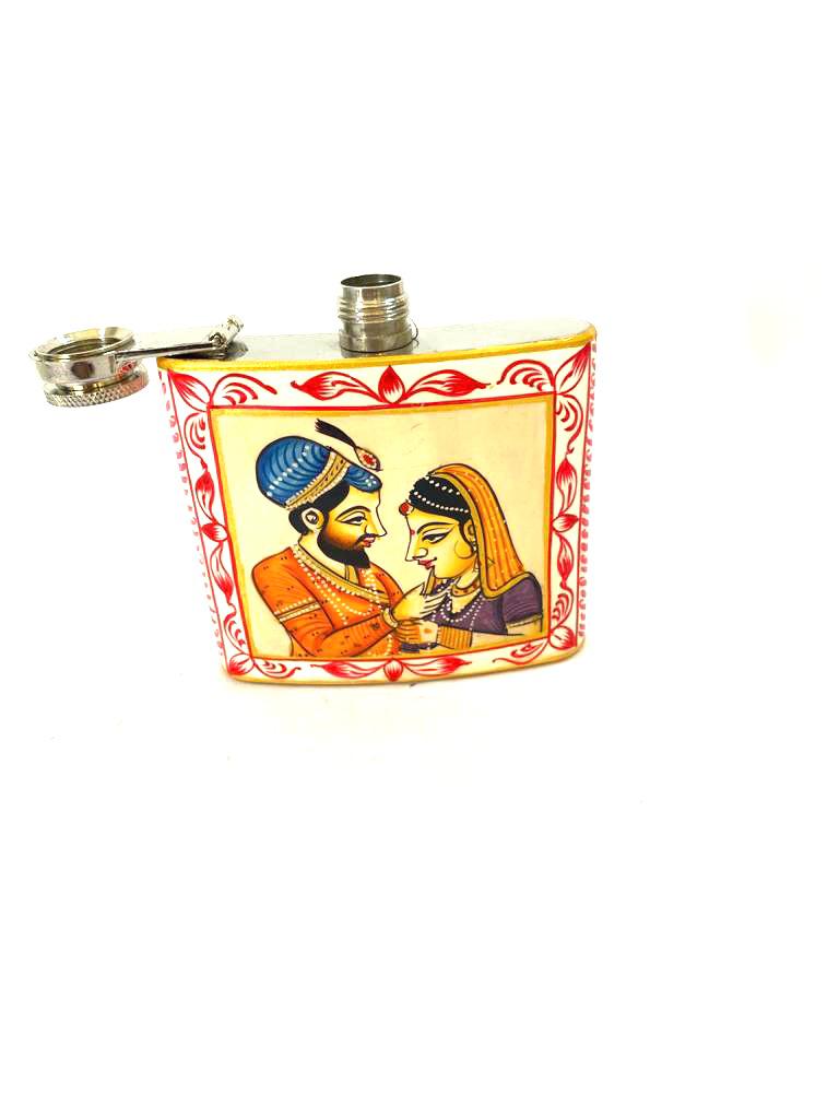 Wine Flask In Royal Hand Painting Indian Heritage Souvenir Gifts By Tamrapatra