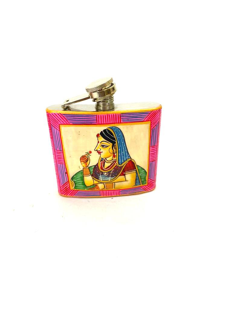 Wine Flask In Royal Hand Painting Indian Heritage Souvenir Gifts By Tamrapatra